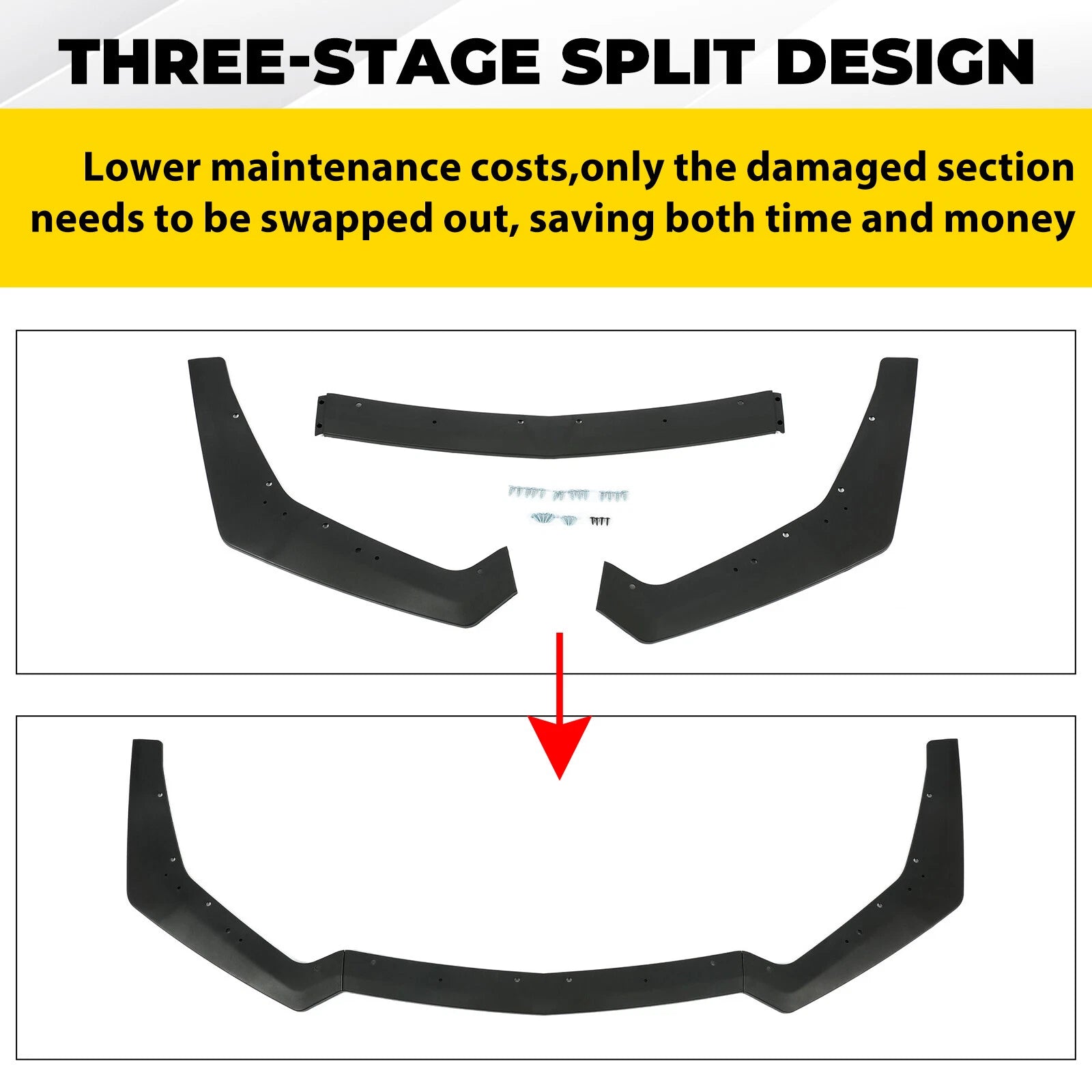 Front Bumper Lip Splitter for Ford Mustang (2018-2023)