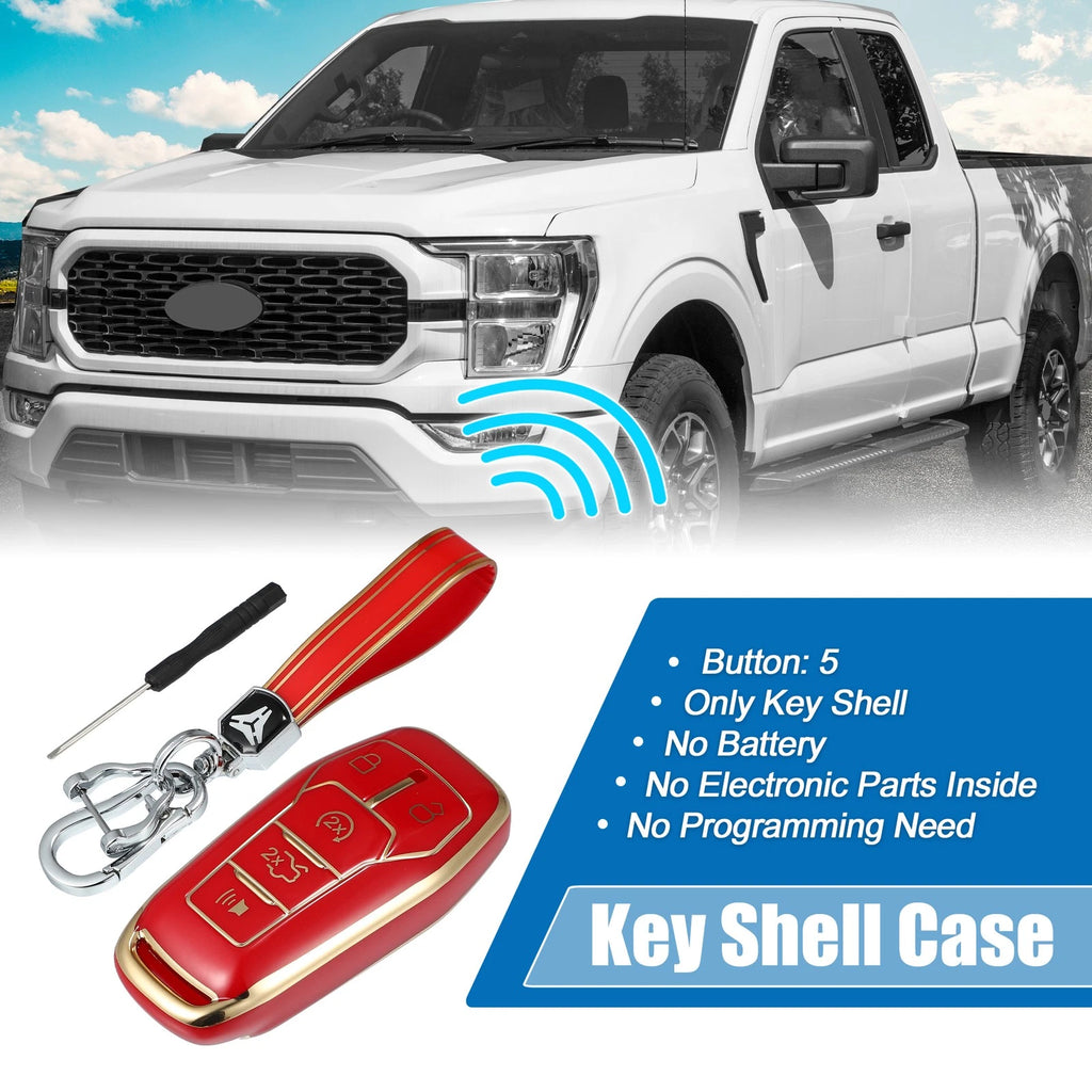TPU Remote Key Fob Case Cover for Ford Fusion F150 (2013–2020) Red