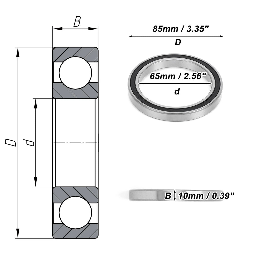 Deep Groove Ball Bearing 6813DD for Scooter Skateboard Wheel (65x85x10mm)