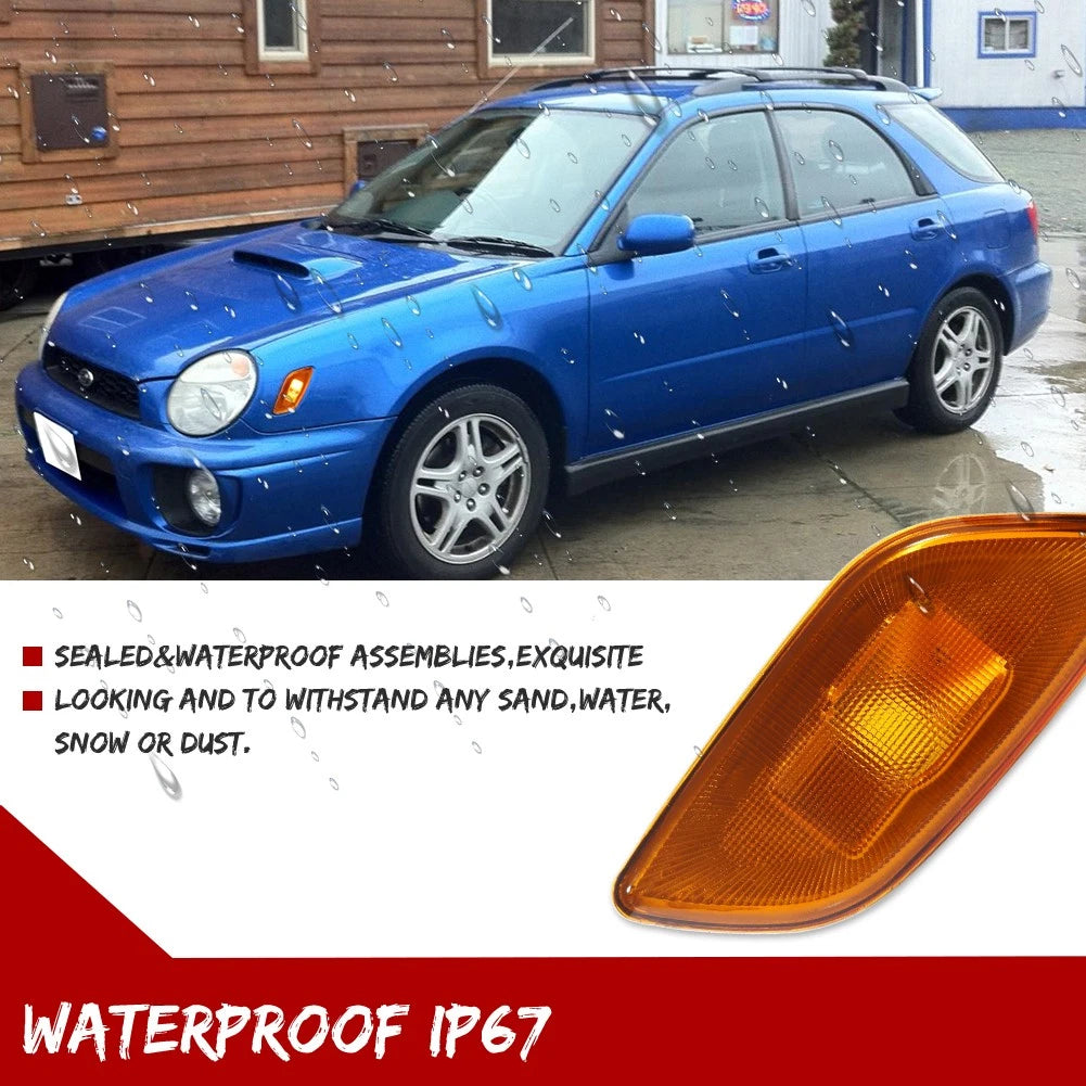 2X Amber Front Side Marker Lights with LED Bulbs for Subaru Impreza (2002–2003)