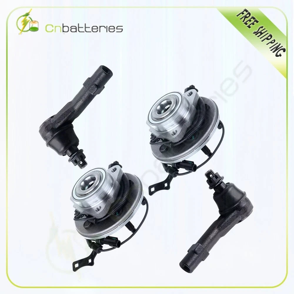 Set of 2 Front Wheel Hub Bearings & 2 Tie Rod Ends for Mercury Mountaineer (2006–2010)