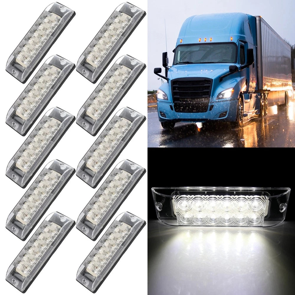 10X LED White Side Marker Turn Signal Light for Pickup Truck (8 Inch)