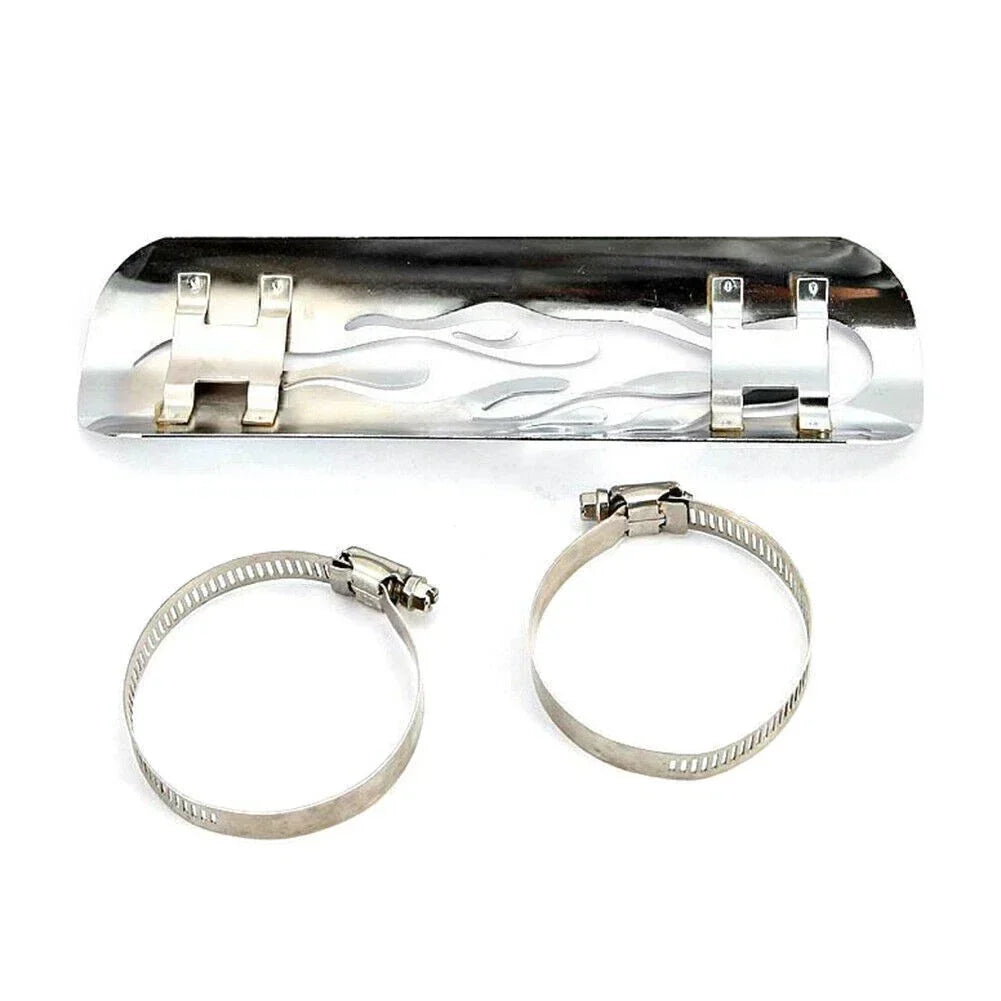 Universal Silver Exhaust Muffler Pipe Heat Shield Cover for Motorcycle