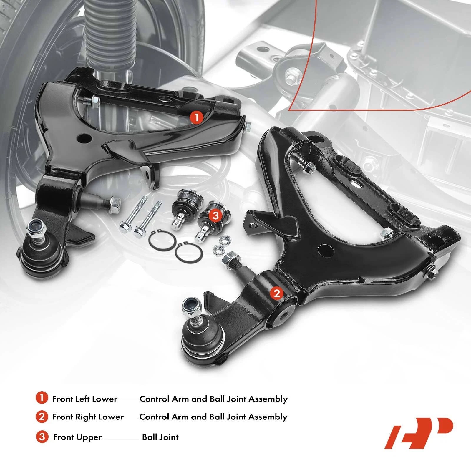 Set of 4 Front Control Arm Ball Joints for Buick Rainier (2004–2007)