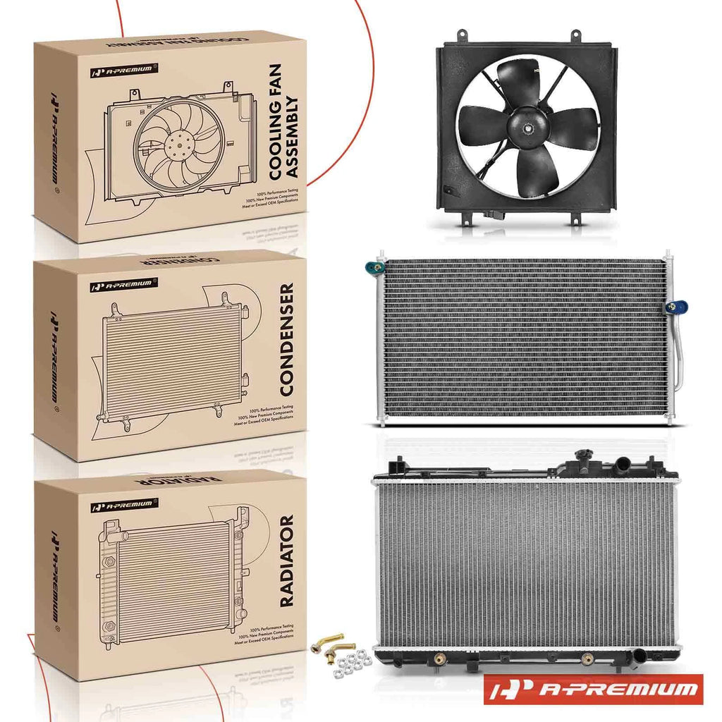 Radiator, AC Condenser & Cooling Fan Assy Kit for Honda CR-V (1997–2001)