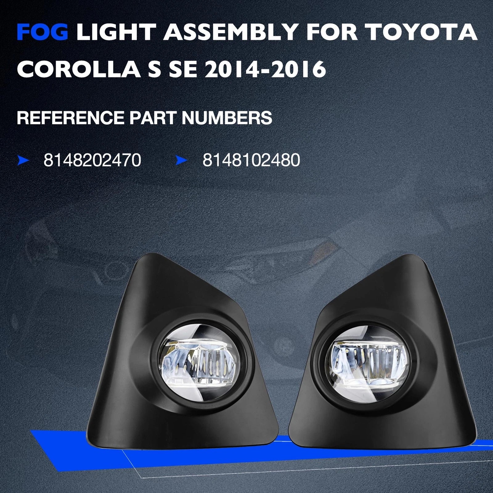 Fog Lights for Toyota Corolla S (2014–2016) - Pair with Switch & Wiring