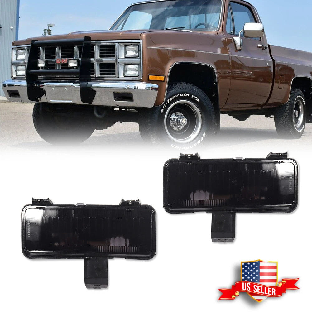 2X Smoked Front Turn Signal Lights for Chevy GMC Pickup Blazer Jimmy (1981–1982)