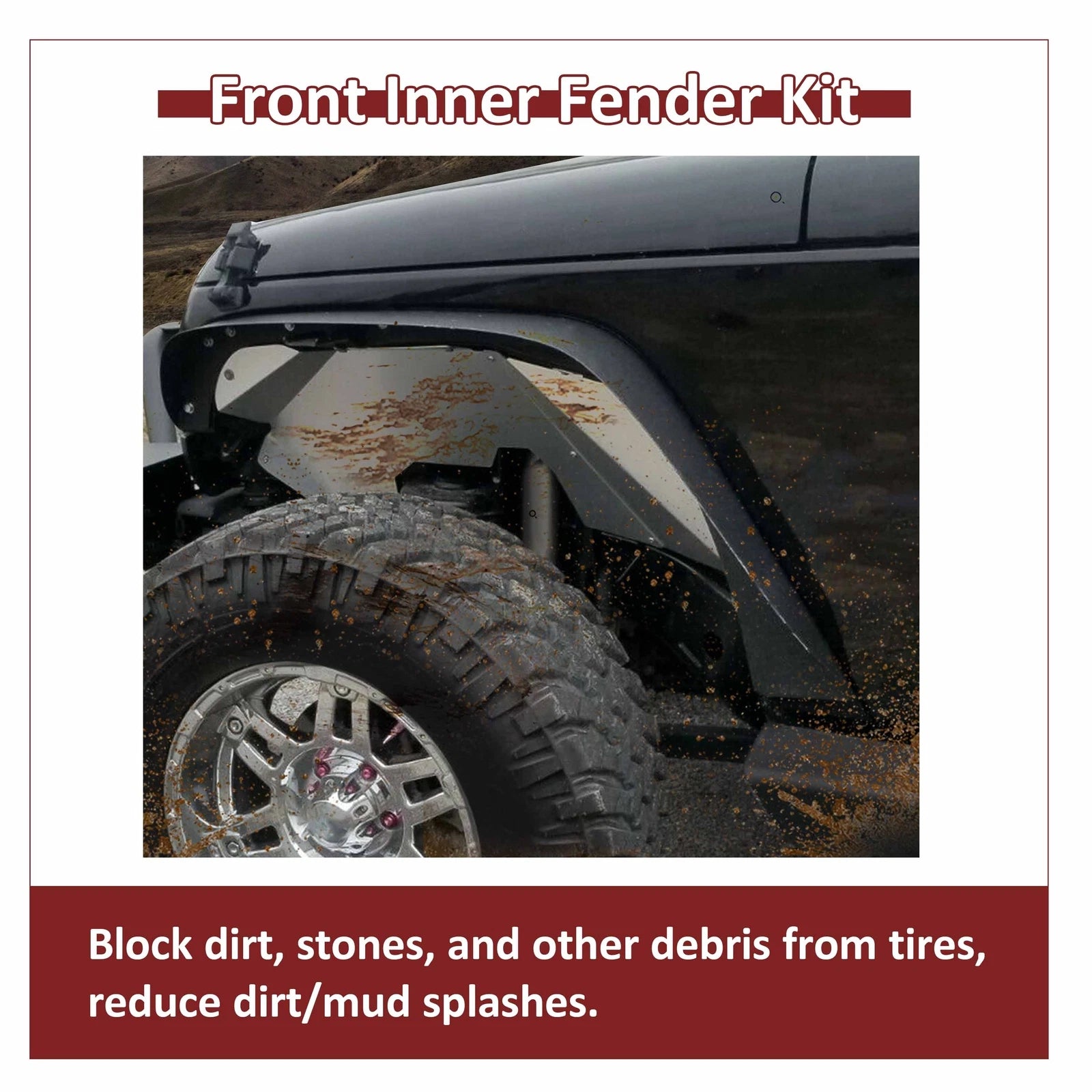 Front Solid Aluminum Inner Fender Liners Kit for Jeep Wrangler JK (2007–2018)