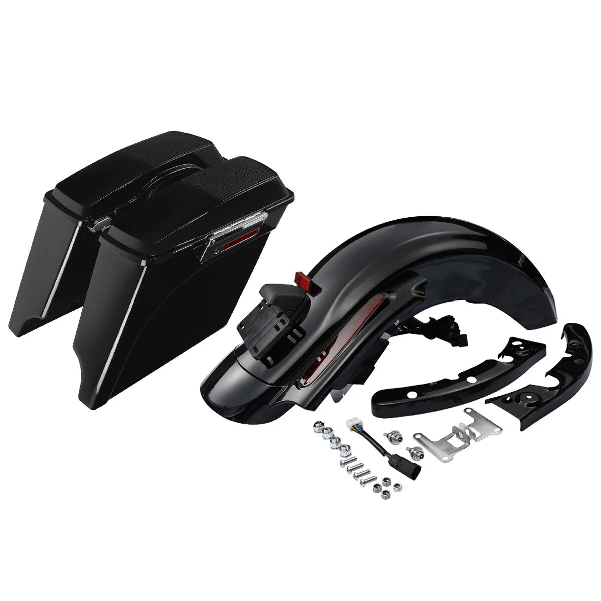 5" Stretched Saddlebags Rear Fender System for Harley Road King Glide (2009–2013)