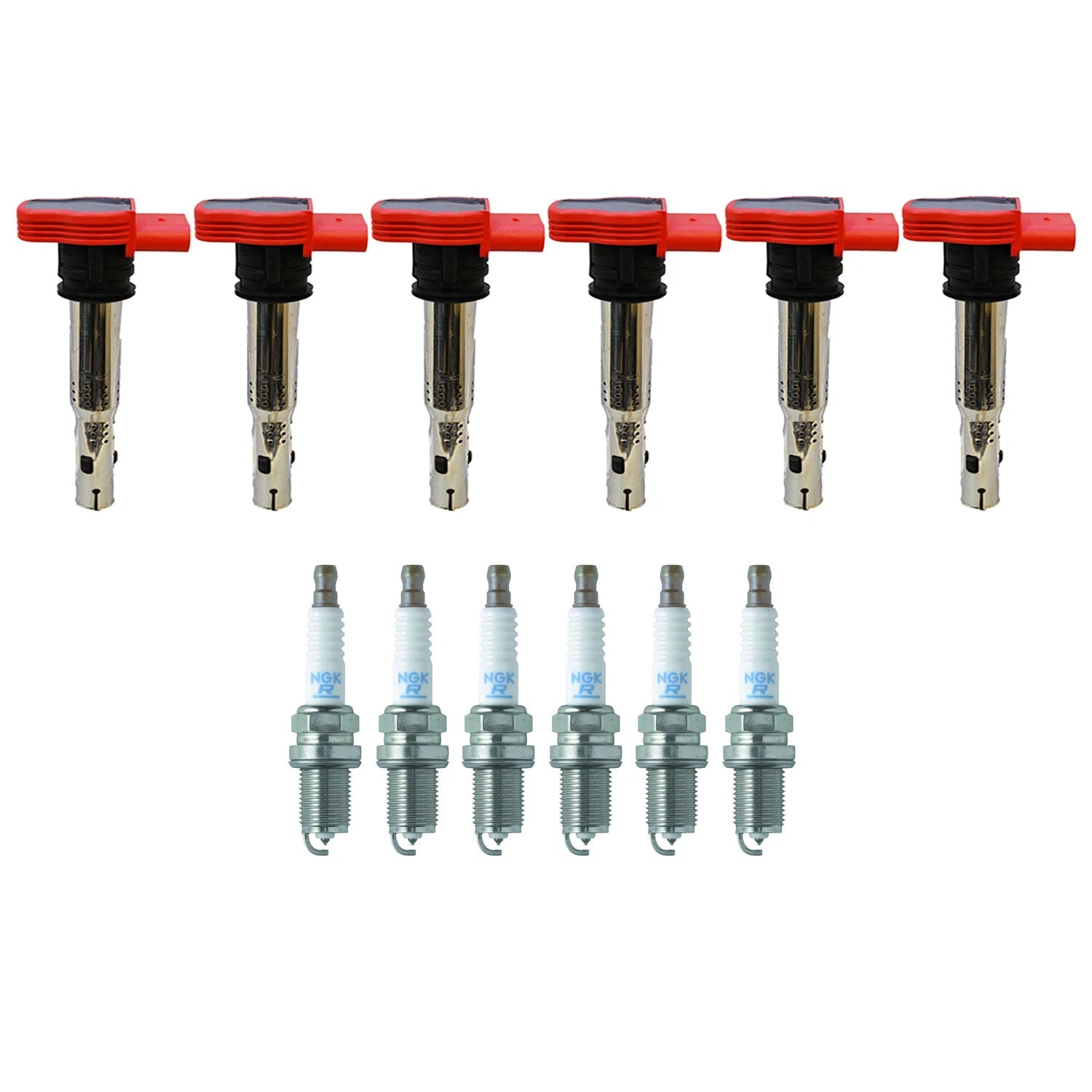 Set of 6 Ignition Coils & Spark Plugs for Audi A6 Q5 3.2 V6 (2005–2012)
