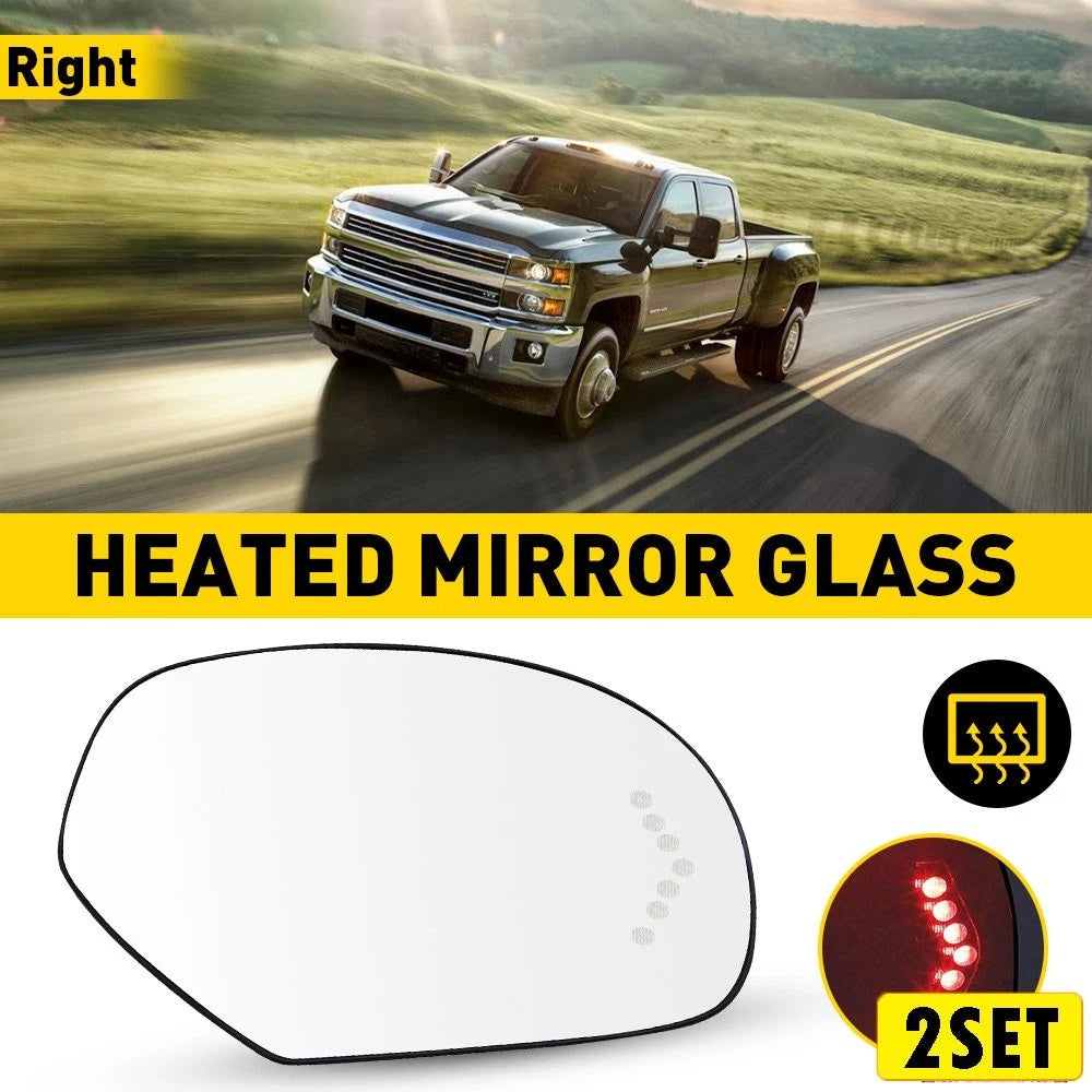 Set of 2 Mirror Glass for Chevy Tahoe Silverado Yukon (2007–2013) Heated Signal