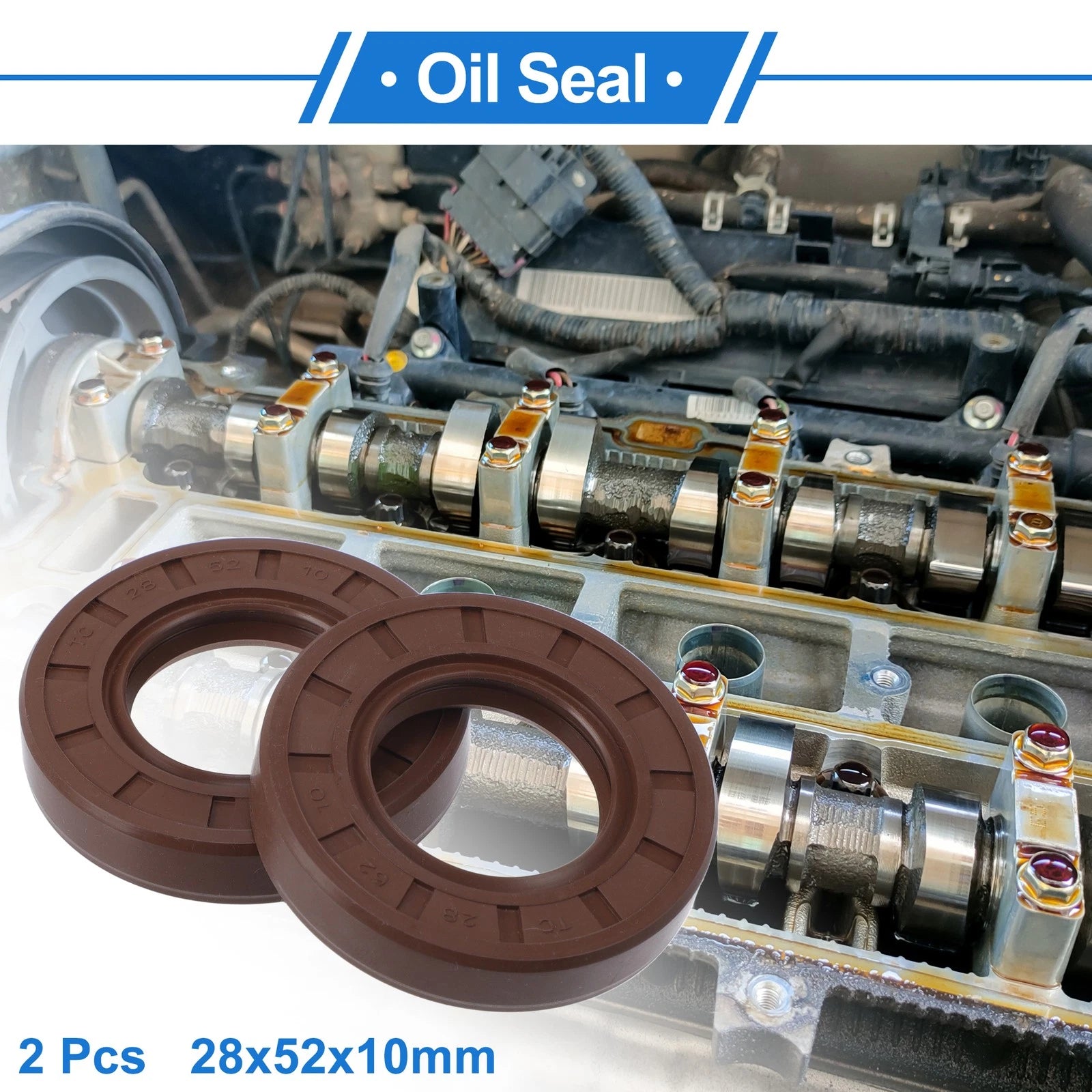 2X Oil Seal Rotary Shaft Seal FKM Rubber 28x52x10mm for Various Models