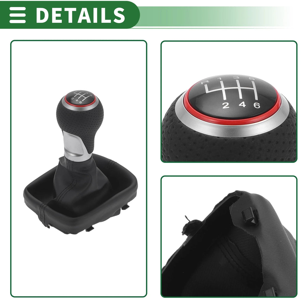 6-Speed Gear Shift Knob with Cover for Audi A3 (2013–2020) Matte Red Black