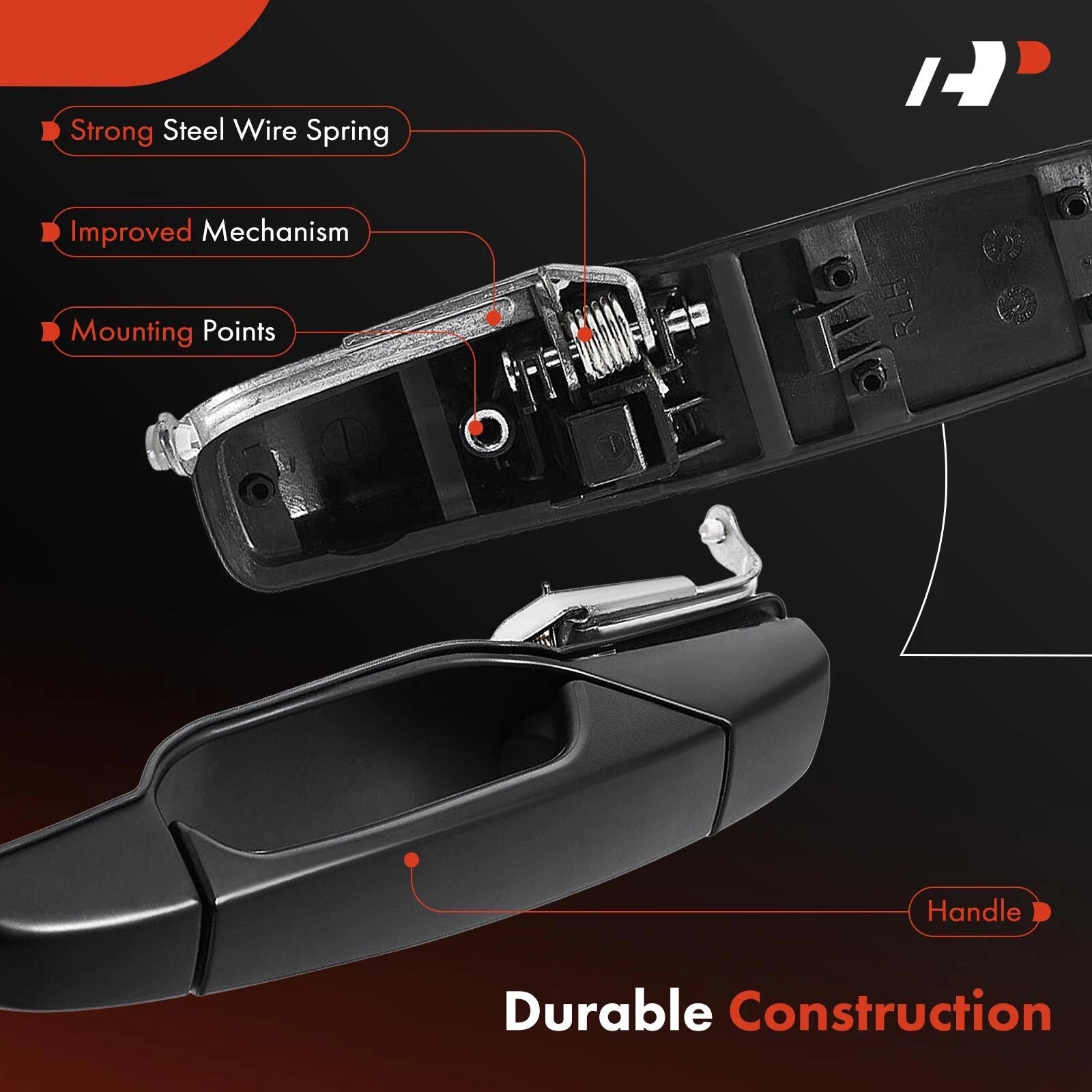 Rear Left Black Exterior Door Handle for Chevrolet Silverado 1500 (2007–2018)