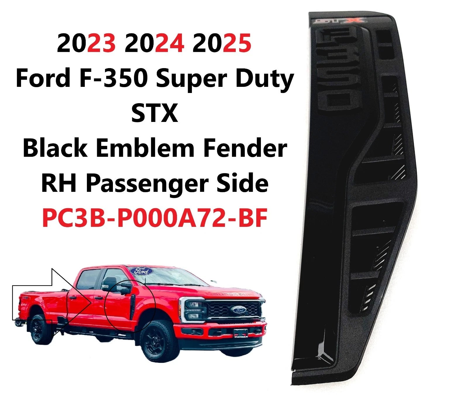Fender Vent Emblem for Ford F350 STX (2023–2026) PC3BP000A72BF