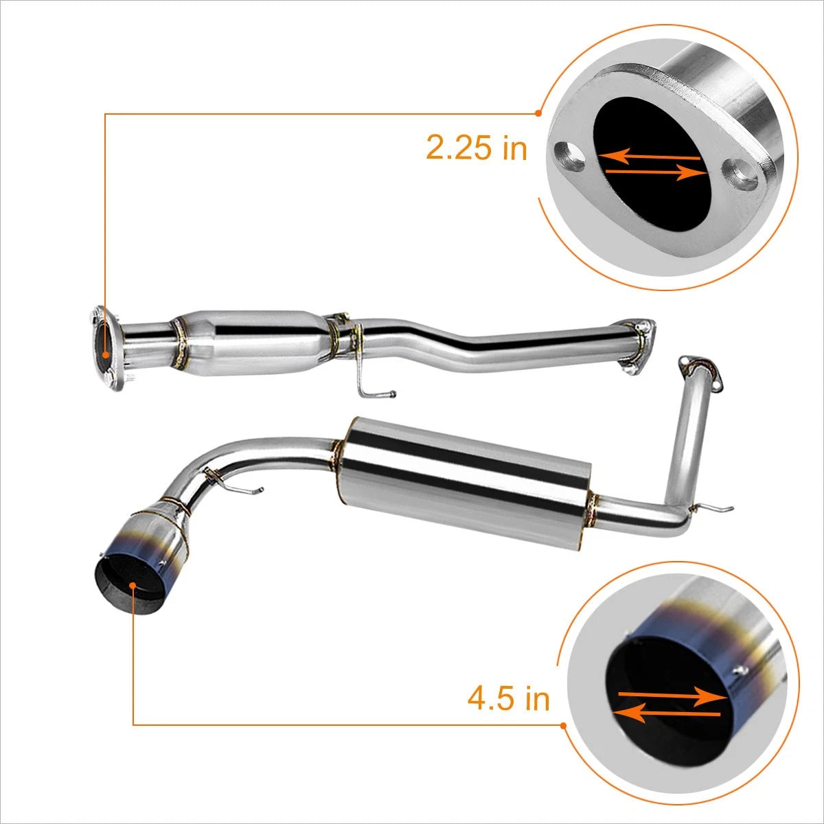 Catback Exhaust Muffler for Honda CRX (1988–1991) D15/16 4.5" Burnt Tip