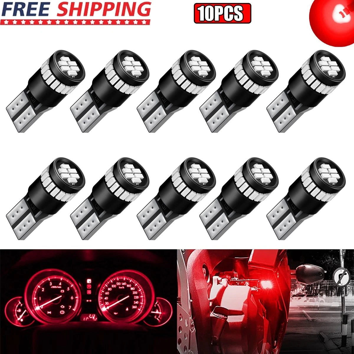 10x T10/921/194 42SMD LED Interior Light Bulbs for RV Camper Trailer (12V)