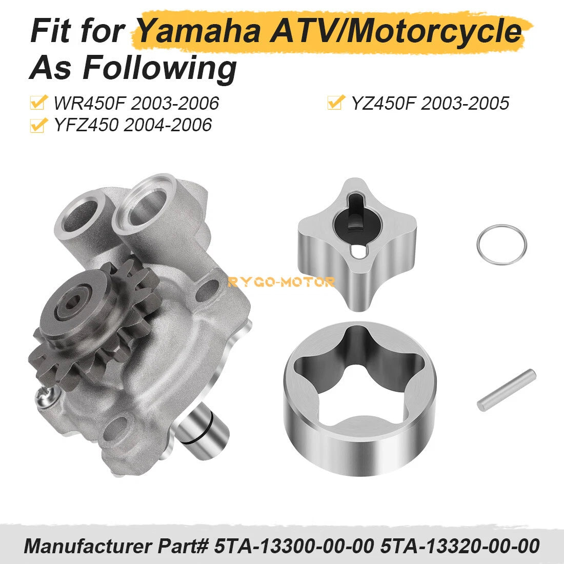 Oil Pump Assembly & Outer Rotor Kit for Yamaha YFZ450 (2004–2006) YZ450F (2003–2005)