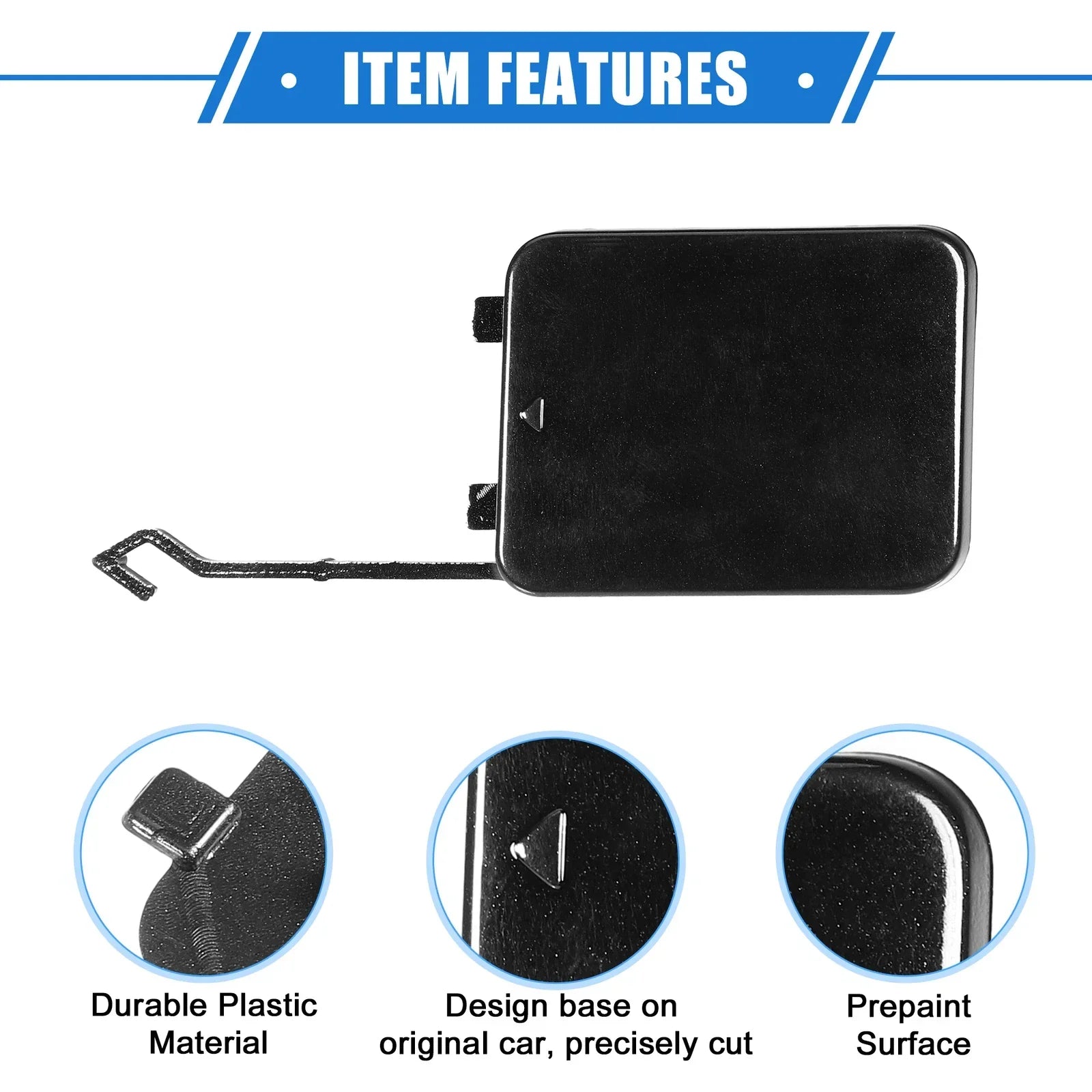 Tow Hook Cover for Mercedes-Benz W211 2002-2008 Plastic Black Rear Right
