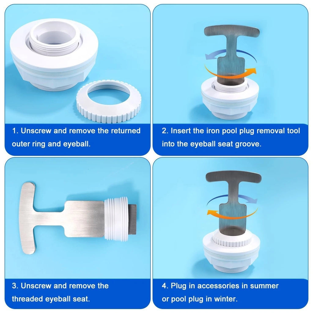 Pool Drain Eyelet Seal Removal Tool with Dual O Rings for Leak Proof Fit