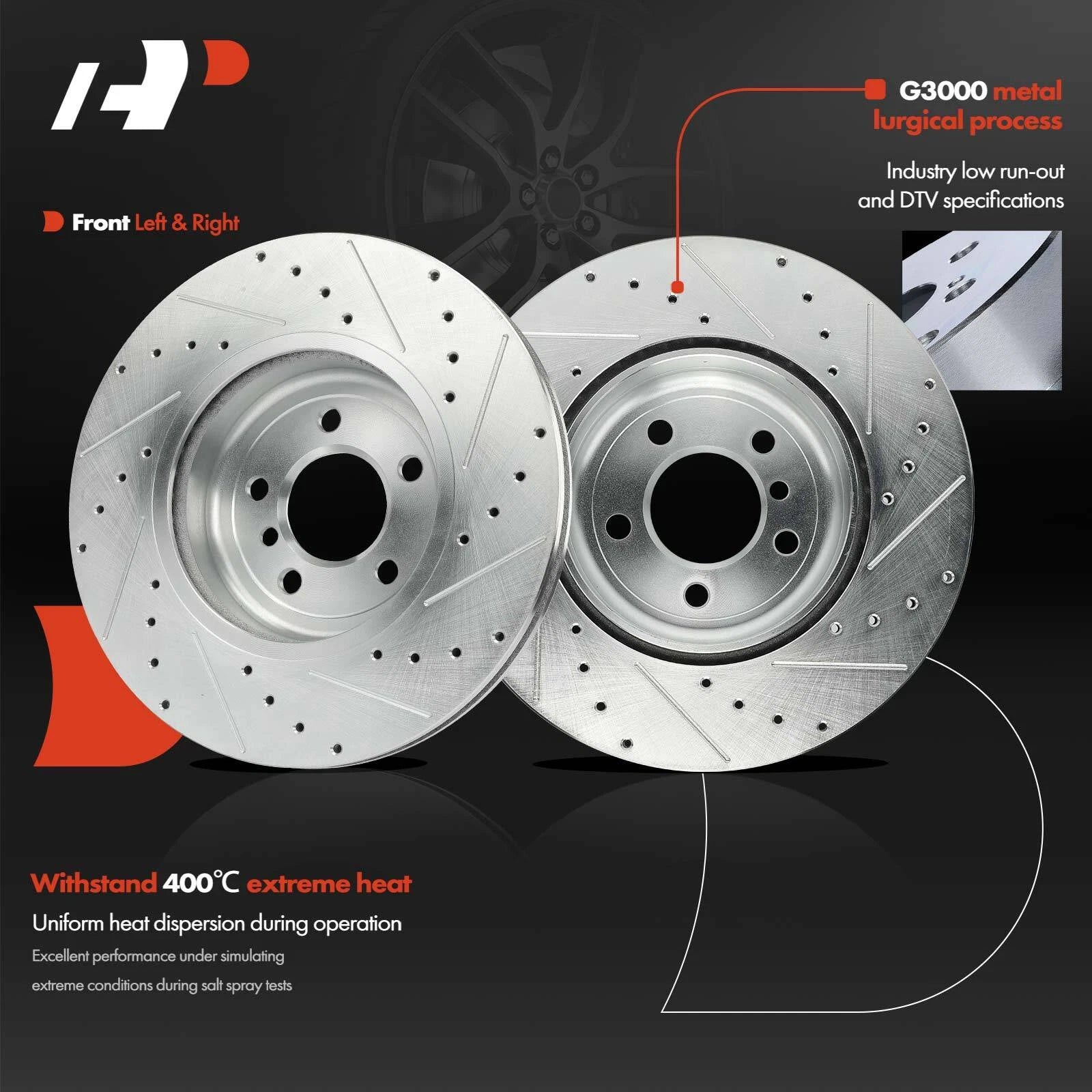 Set of 4 Drilled Rotors & Ceramic Pads for BMW 640i xDrive (2014–2018)