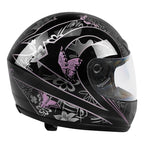 Full Face Motorcycle Helmet for DOT Approved (S, M, L, XL, XXL) Pink Black Butterfly