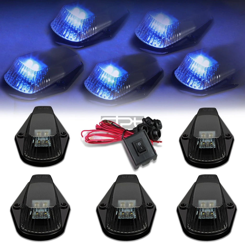 5Pcs Smoked Blue LED Cab Roof Running Lights for F-Series Pickup (1980–1996)