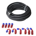 Set of 4 Braided Fuel Hose Lines 10AN 20FT Black Silver for Automotive Use