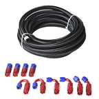 Set of 4 Braided Fuel Hose Lines 10AN 20FT Black Silver for Automotive Use