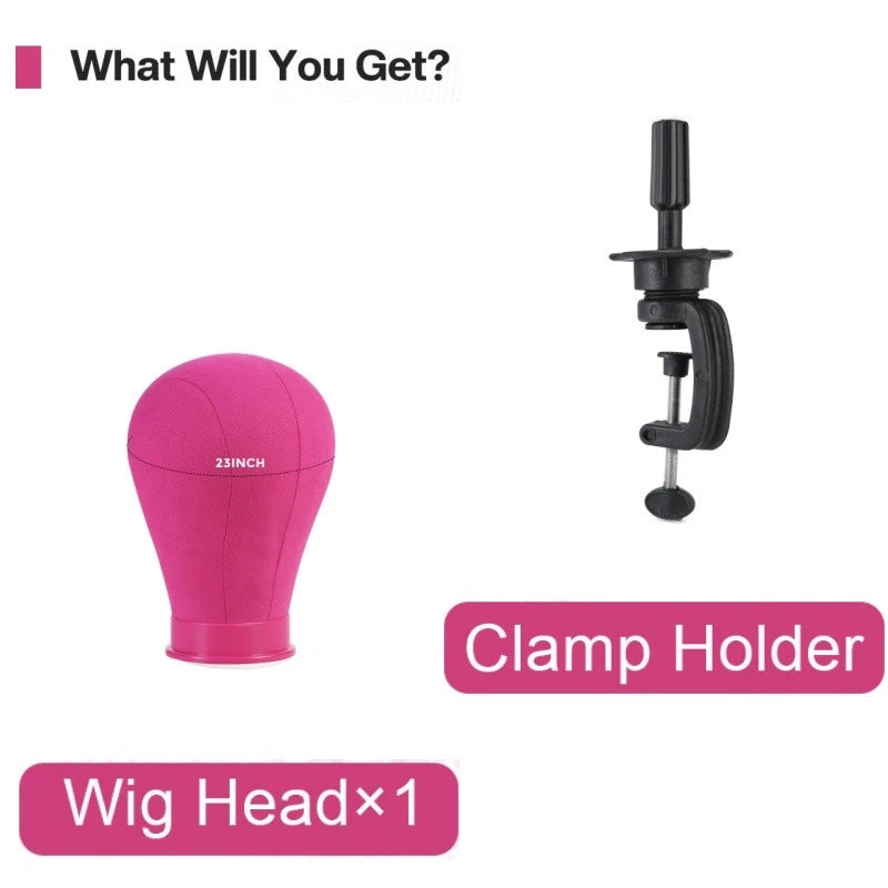 23" Canvas Wig Head Display with Stand for Wig Making