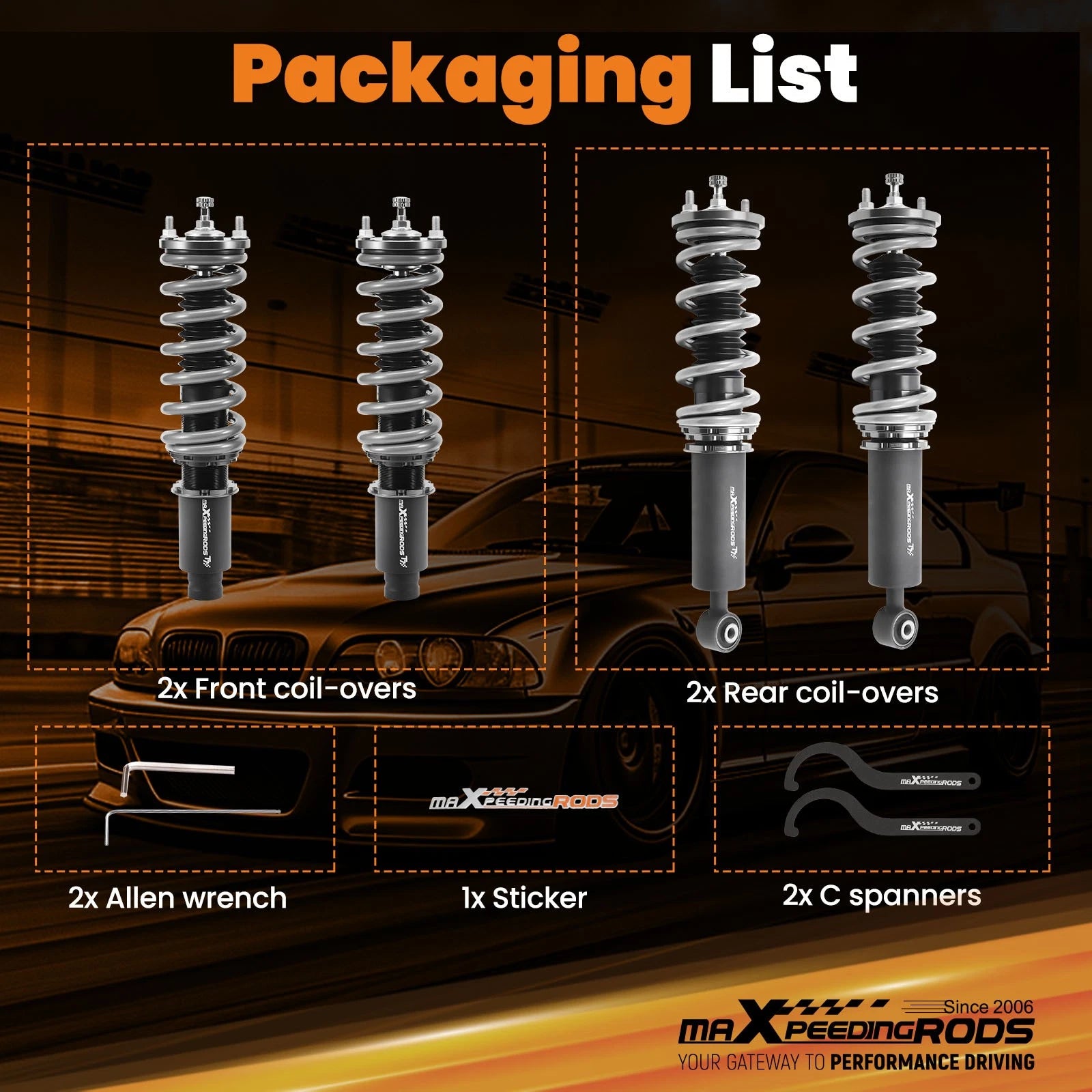 Adjustable Coilovers Suspension Kit for Honda CR-V (1997-2001)