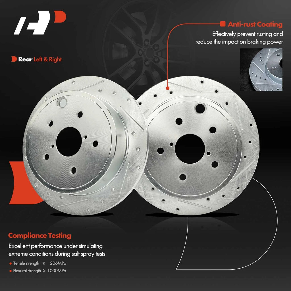Set of 2 Rear Drilled Brake Rotors for Subaru WRX (2015–2021)