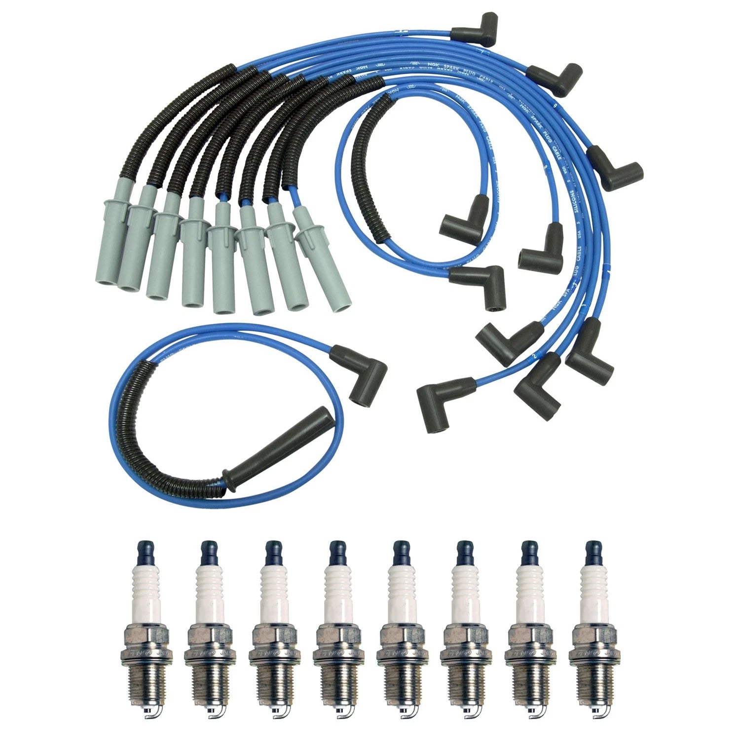 NGK Wire Set & Denso Spark Plugs Kit for B1500 D150 Ram 1500 W150 (1994–2001)