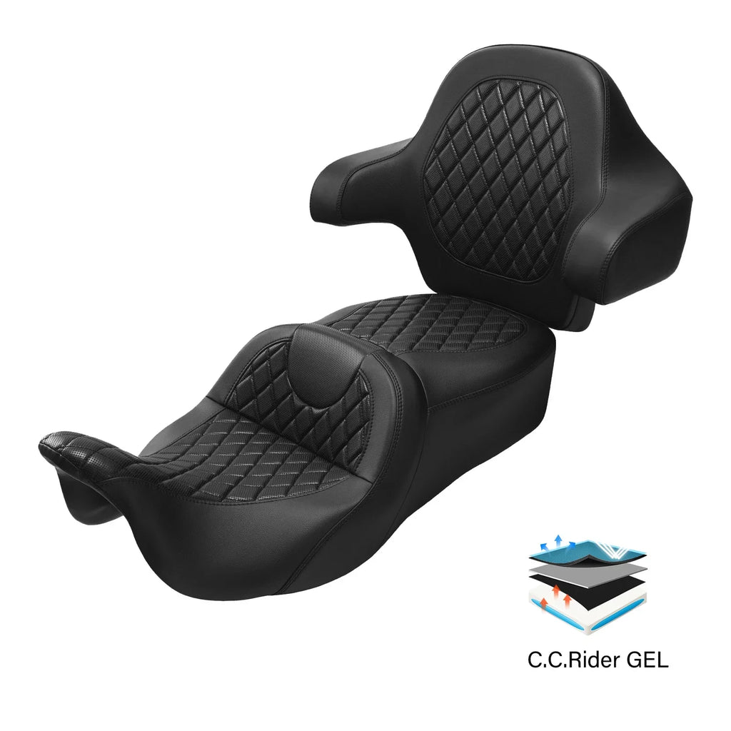 Black Gel Seat Backrest for Harley Electra Glide (2014-2023)
