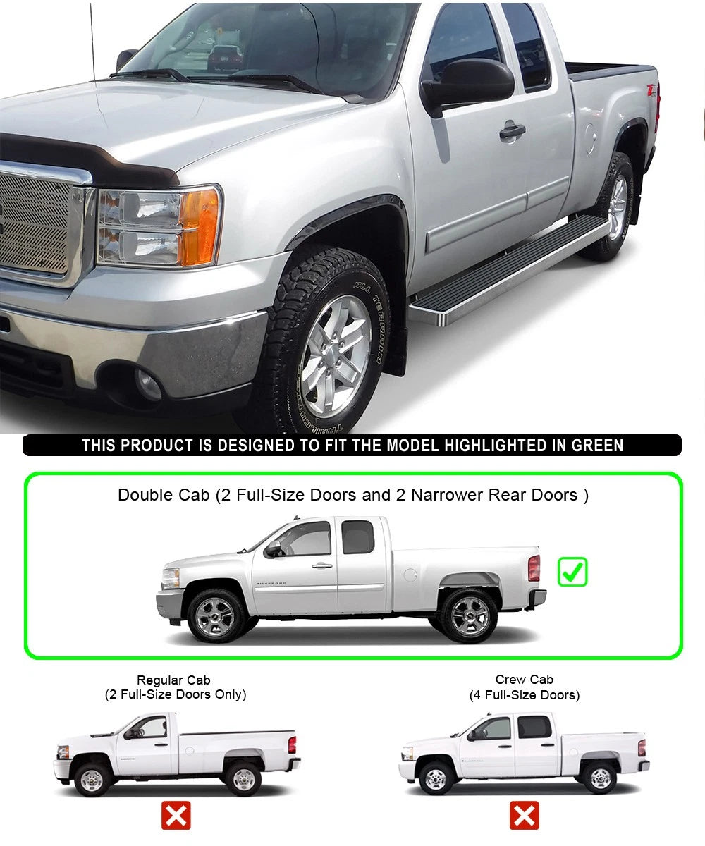 Running Boards 6" for Silverado Sierra Double Cab (1999-2013)