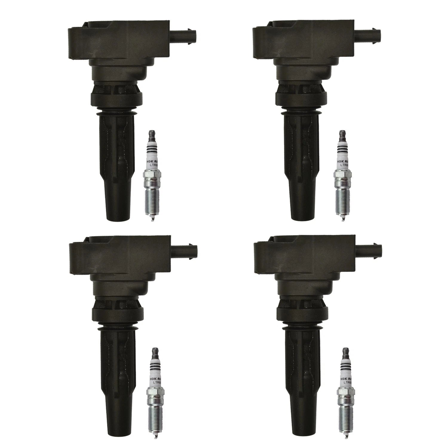 Set of 4 Ignition Coils & NGK Spark Plugs for Ford Edge Explorer (L4 Turbo)