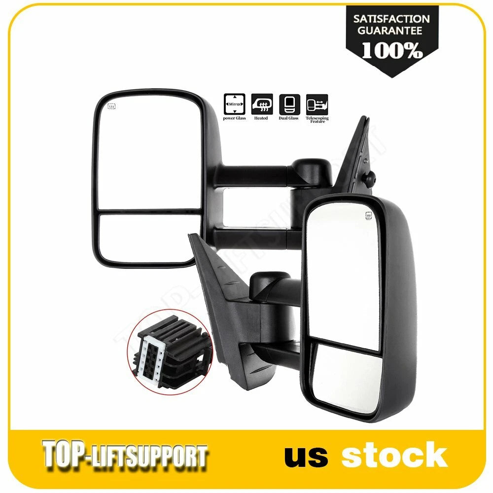 Set of 2 Power Heated Towing Side Mirrors for Chevy GMC 2500 3500HD