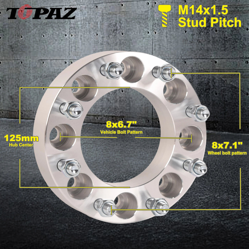 Set of 4 Wheel Adapter Spacers 8x170 to 8x180 for Chevy Ford (2" Thick)