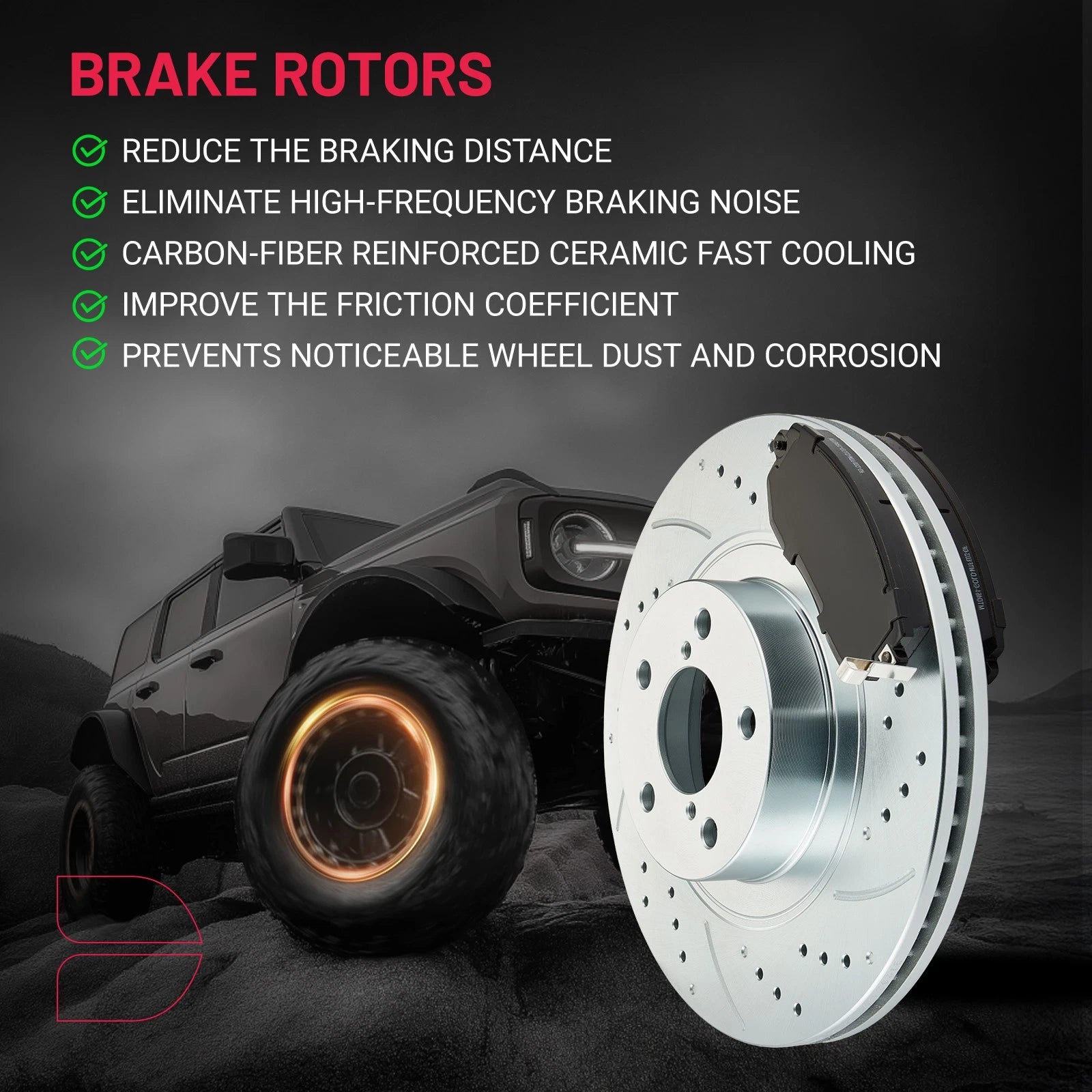 Front and Rear Drilled Rotors and Ceramic Brake Pads for Subaru Outback (2013-2014)