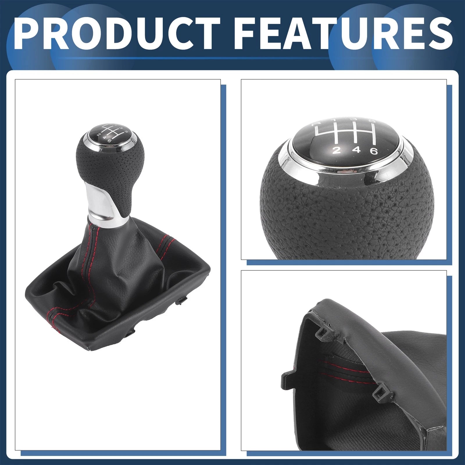 6 Speed Gear Shifter Knob with Cover for Audi A4 (2007–2008)