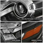 Projector Headlights for Ford Taurus (2013–2019) OE Style Black Housing Amber
