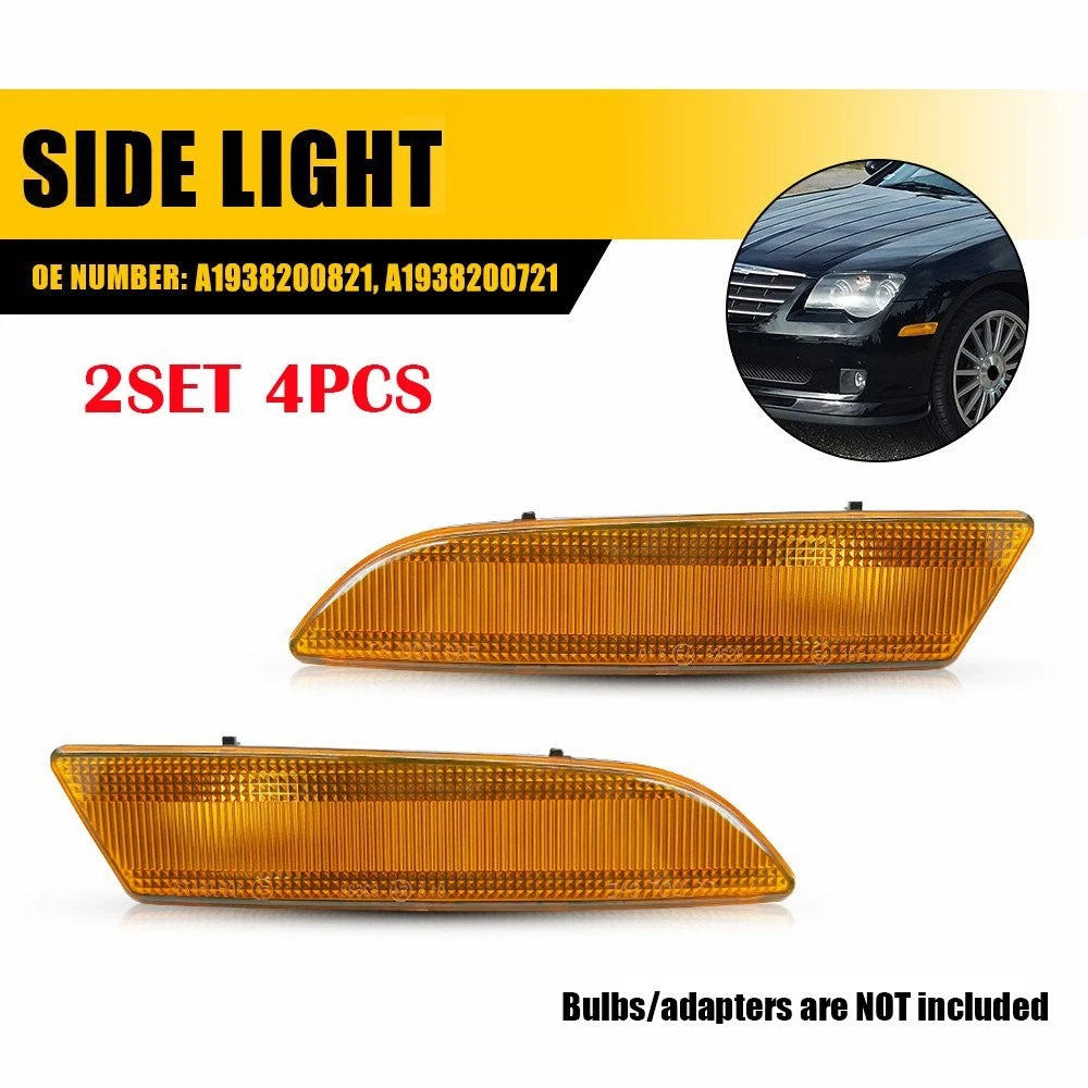 4X Amber Lens Side Marker Parking Light Housing for Chrysler Crossfire (2004–2008)