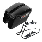 Saddle Bags & Black Conversion Bracket for Harley Softail FLST Fatboy