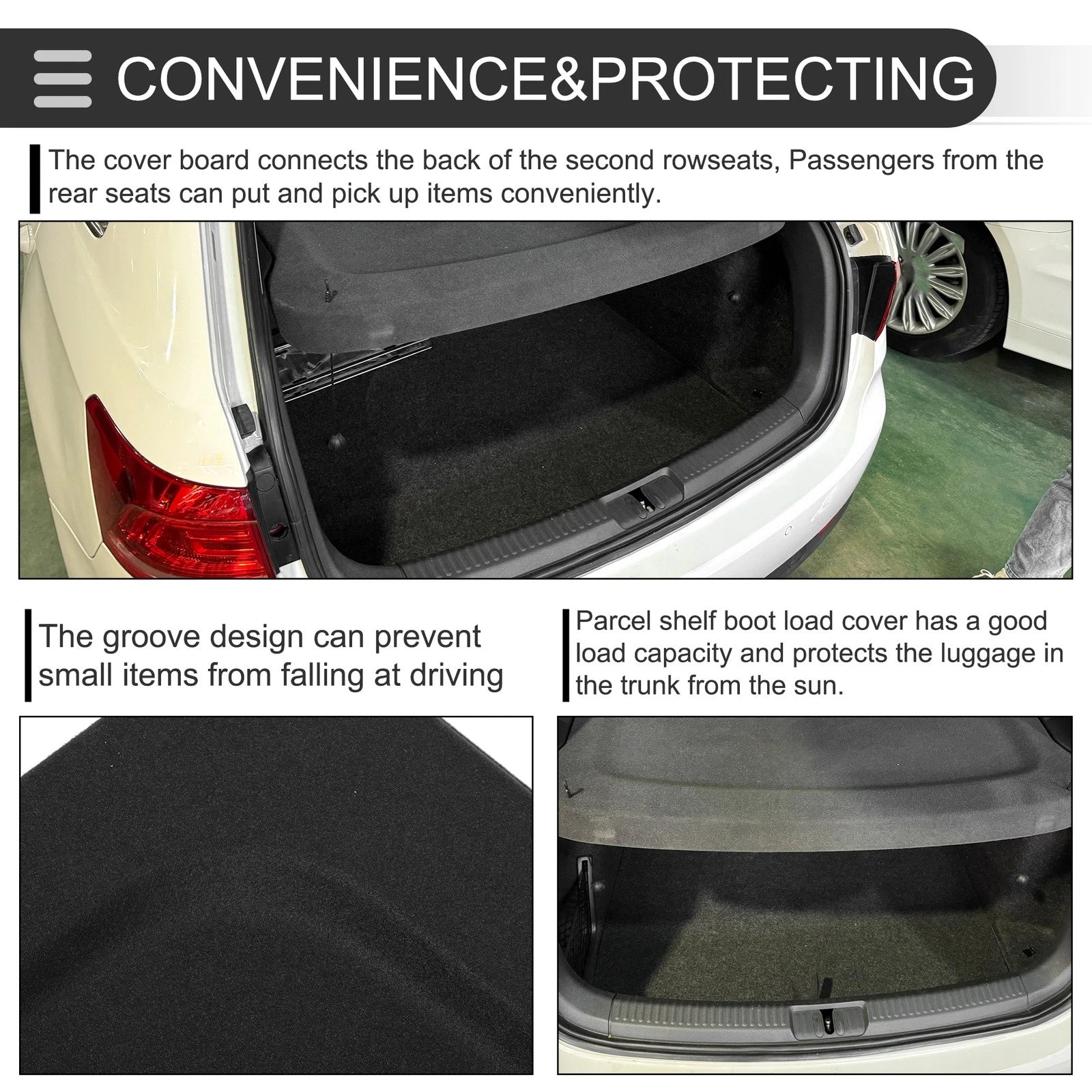 Parcel Shelf Boot Load Cover for Volkswagen Tiguan (2010–2017) Black