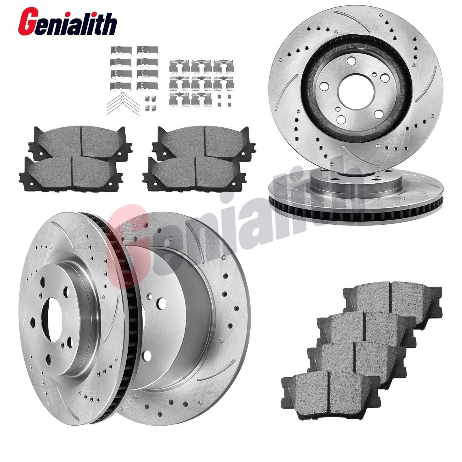 Set of 2 Front 11.7" + Rear 11.1" Disc Rotors Pads for Toyota Camry Avalon Lexus ES350