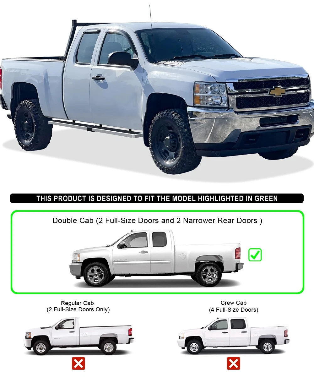 Set of 2 Wheel to Wheel Side Steps for Silverado Sierra (1999-2013)