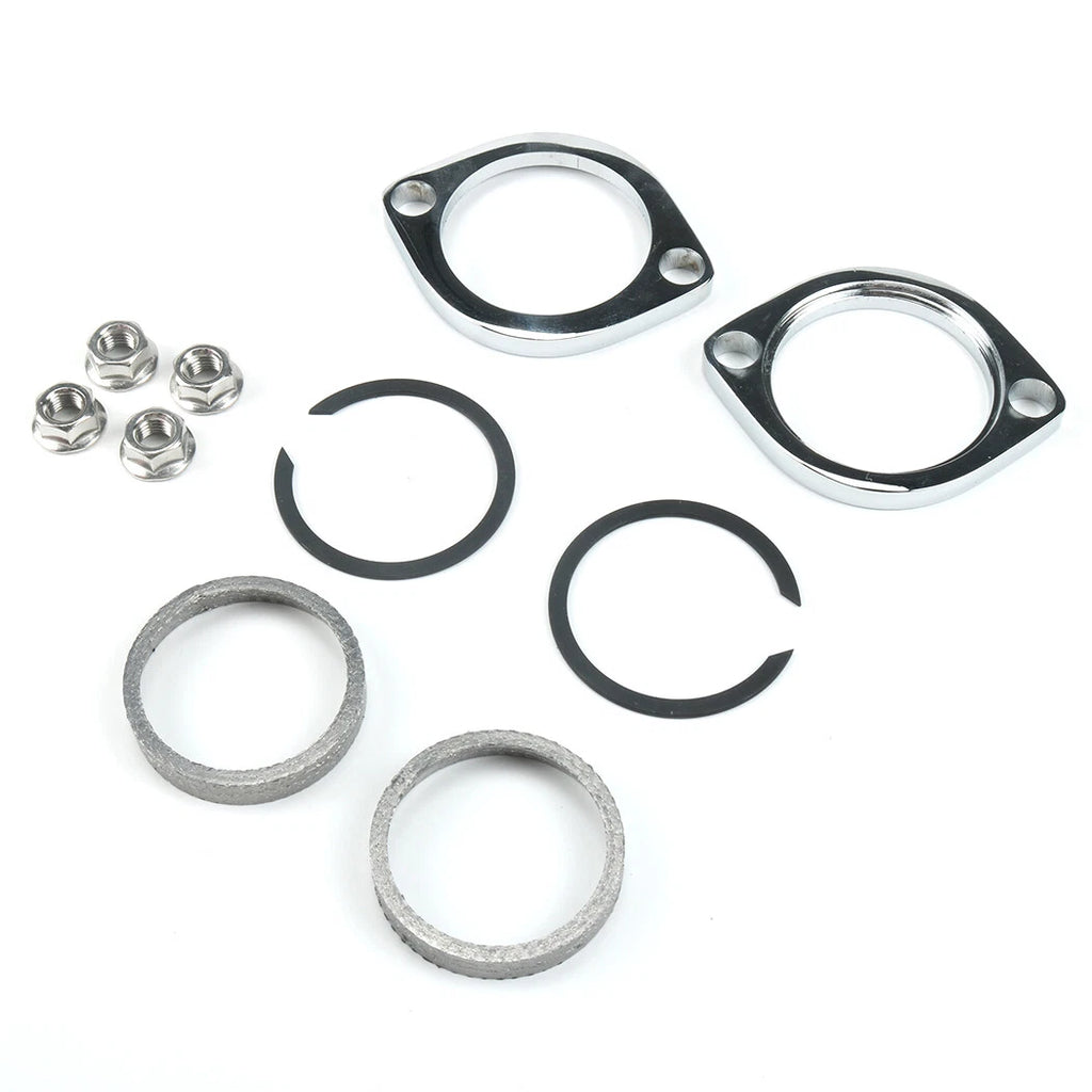 Exhaust Flange Install Kit for Harley Davidson (C-Clips, Serrated Nuts)