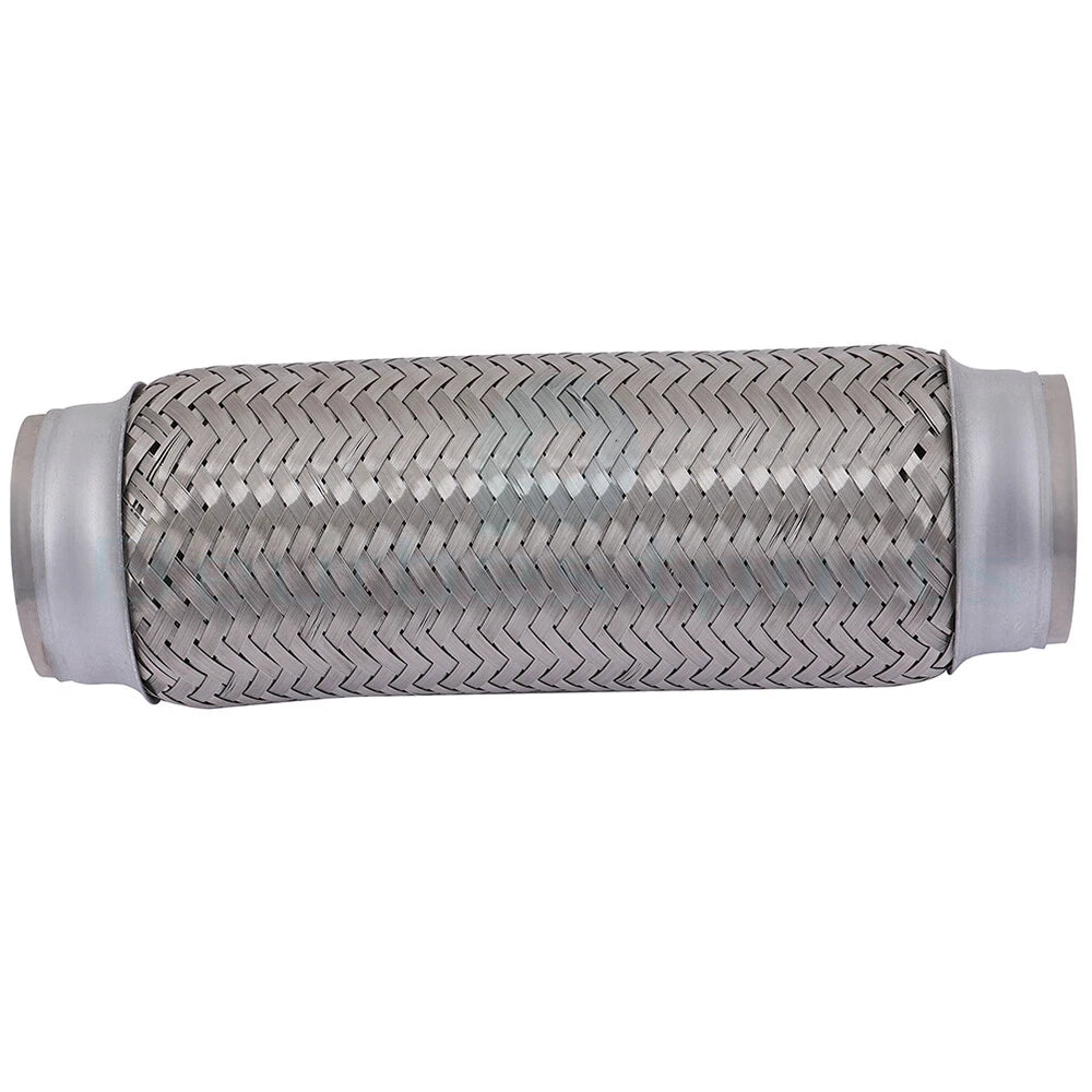2.5" x 10" OAL Chrome Stainless Steel Flex Pipe for Universal Fit