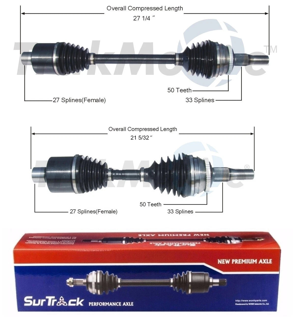 Set of 2 CV Axle Shafts for Dodge Intrepid Chrysler 300M LHS (1998–2004)