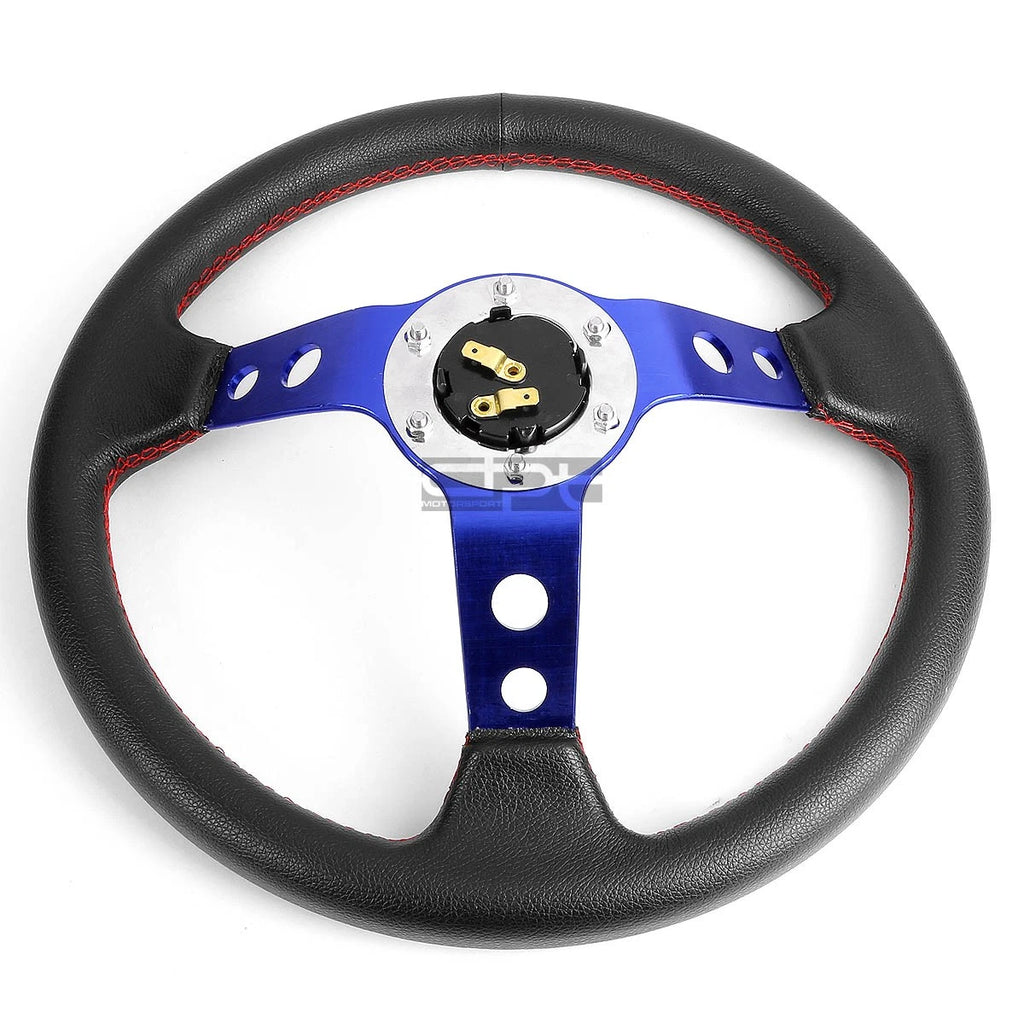 350mm 6-Bolt Deep Dish Drift Racing Steering Wheel for Universal Fit